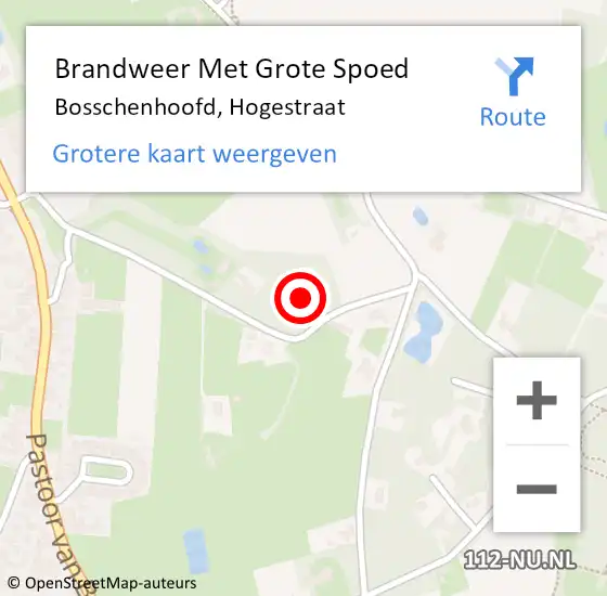 Locatie op kaart van de 112 melding: Brandweer Met Grote Spoed Naar Bosschenhoofd, Hogestraat op 26 maart 2022 11:10