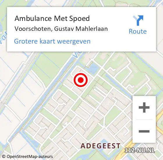 Locatie op kaart van de 112 melding: Ambulance Met Spoed Naar Voorschoten, Gustav Mahlerlaan op 26 maart 2022 12:05