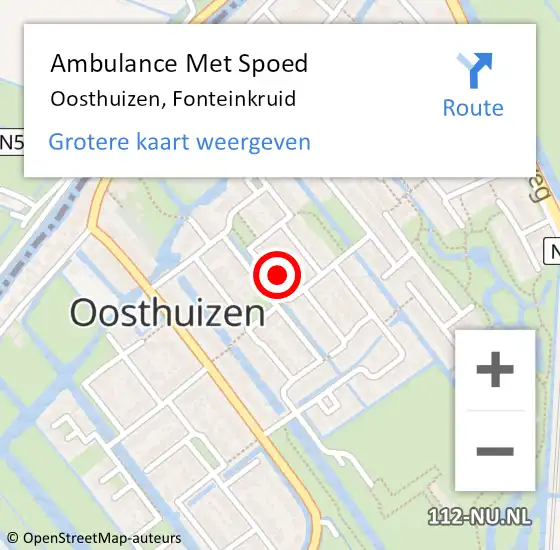 Locatie op kaart van de 112 melding: Ambulance Met Spoed Naar Oosthuizen, Fonteinkruid op 26 maart 2022 12:07