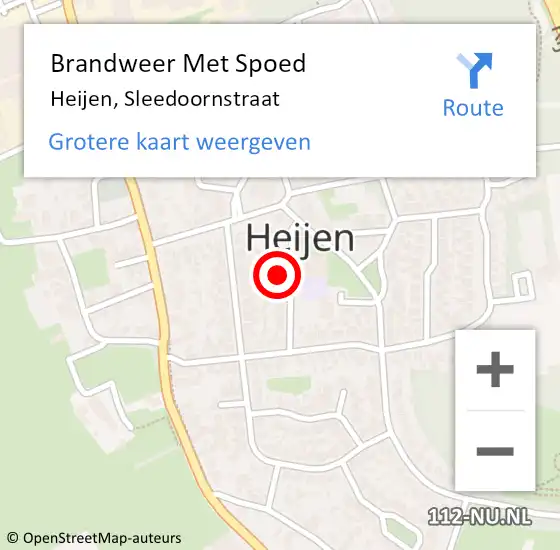 Locatie op kaart van de 112 melding: Brandweer Met Spoed Naar Heijen, Sleedoornstraat op 26 maart 2022 12:08