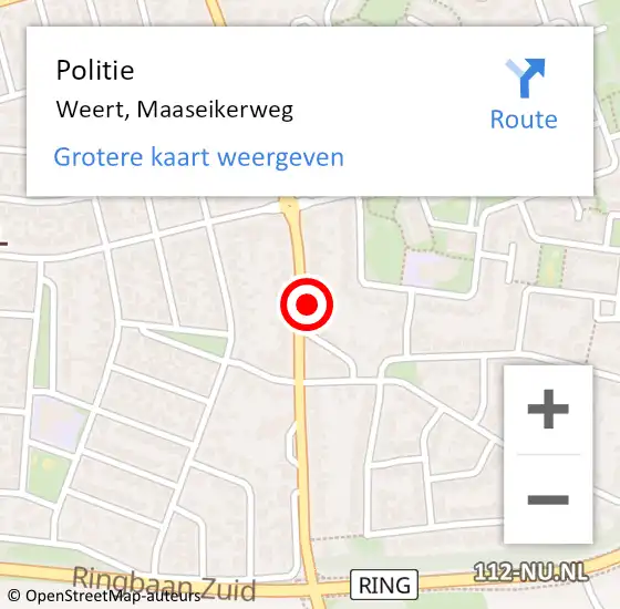 Locatie op kaart van de 112 melding: Politie Weert, Maaseikerweg op 26 maart 2022 12:12