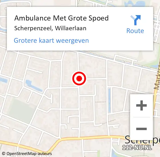 Locatie op kaart van de 112 melding: Ambulance Met Grote Spoed Naar Scherpenzeel, Willaerlaan op 26 maart 2022 12:13