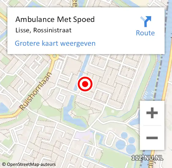 Locatie op kaart van de 112 melding: Ambulance Met Spoed Naar Lisse, Rossinistraat op 26 maart 2022 12:17