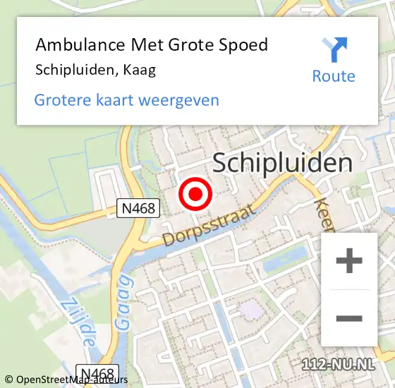 Locatie op kaart van de 112 melding: Ambulance Met Grote Spoed Naar Schipluiden, Kaag op 26 maart 2022 12:30