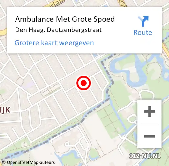 Locatie op kaart van de 112 melding: Ambulance Met Grote Spoed Naar Den Haag, Dautzenbergstraat op 26 maart 2022 12:33