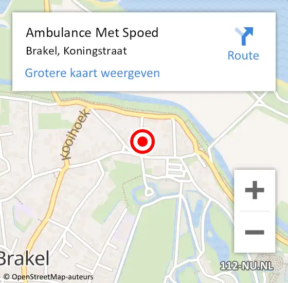 Locatie op kaart van de 112 melding: Ambulance Met Spoed Naar Brakel, Koningstraat op 12 juli 2014 09:40