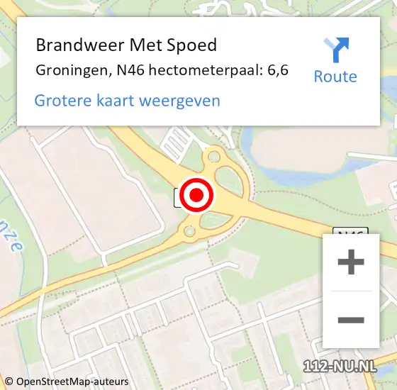 Locatie op kaart van de 112 melding: Brandweer Met Spoed Naar Groningen, N46 hectometerpaal: 6,6 op 26 maart 2022 12:38