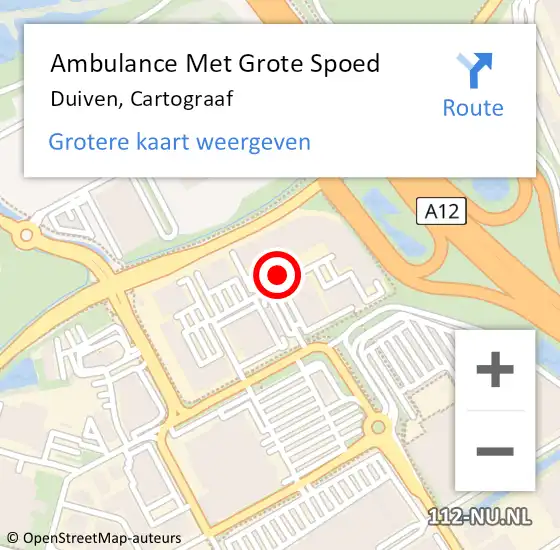 Locatie op kaart van de 112 melding: Ambulance Met Grote Spoed Naar Duiven, Cartograaf op 26 maart 2022 12:39