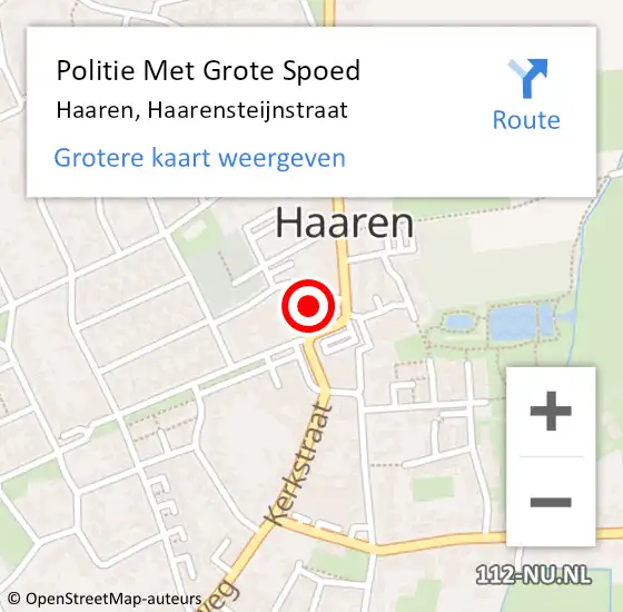 Locatie op kaart van de 112 melding: Politie Met Grote Spoed Naar Haaren, Haarensteijnstraat op 26 maart 2022 13:14