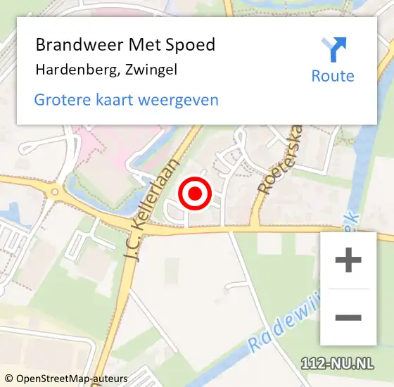 Locatie op kaart van de 112 melding: Brandweer Met Spoed Naar Hardenberg, Zwingel op 26 maart 2022 13:27