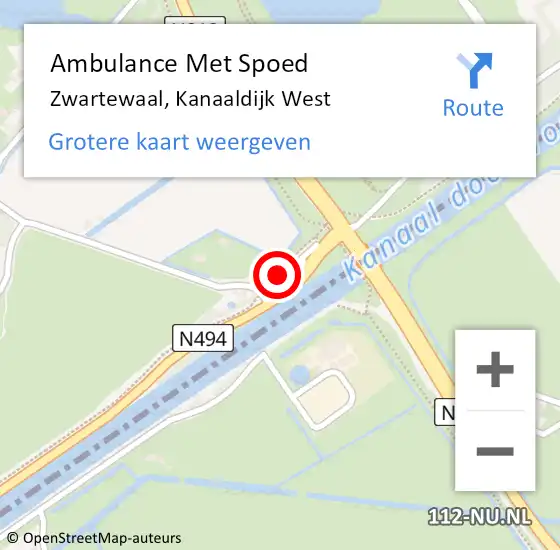 Locatie op kaart van de 112 melding: Ambulance Met Spoed Naar Zwartewaal, Kanaaldijk West op 26 maart 2022 13:29