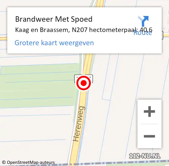 Locatie op kaart van de 112 melding: Brandweer Met Spoed Naar Kaag en Braassem, N207 hectometerpaal: 40,6 op 26 maart 2022 13:29