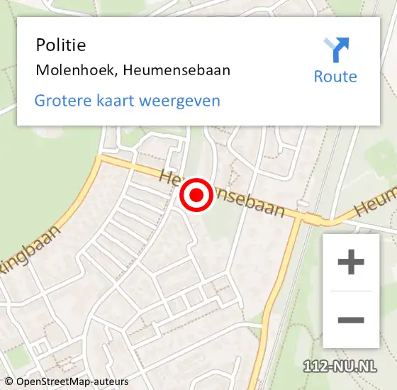 Locatie op kaart van de 112 melding: Politie Molenhoek, Heumensebaan op 26 maart 2022 13:29