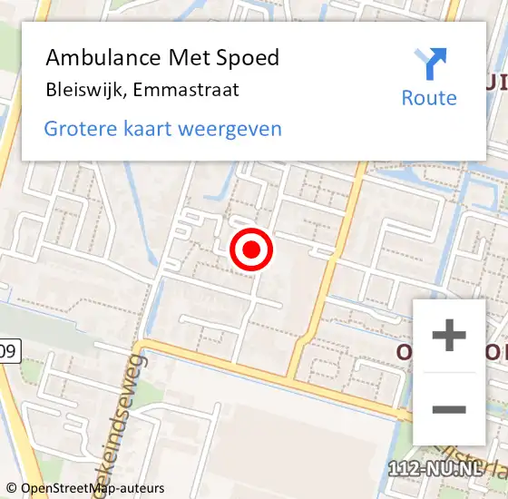 Locatie op kaart van de 112 melding: Ambulance Met Spoed Naar Bleiswijk, Emmastraat op 26 maart 2022 13:50