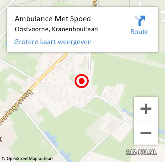 Locatie op kaart van de 112 melding: Ambulance Met Spoed Naar Oostvoorne, Kranenhoutlaan op 26 maart 2022 13:54