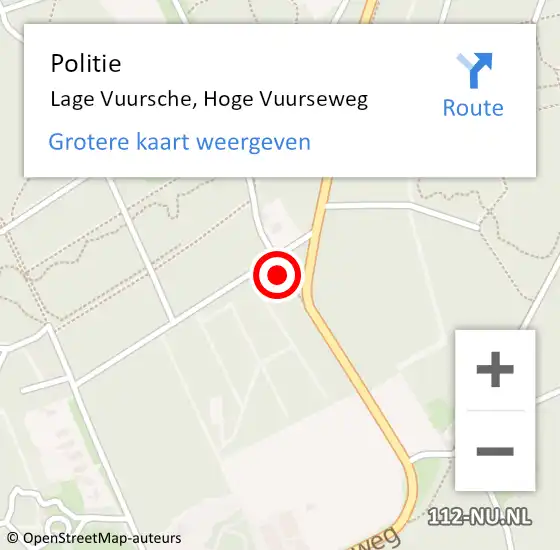 Locatie op kaart van de 112 melding: Politie Lage Vuursche, Hoge Vuurseweg op 26 maart 2022 14:00