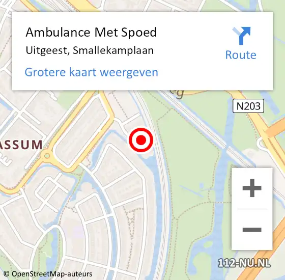 Locatie op kaart van de 112 melding: Ambulance Met Spoed Naar Uitgeest, Smallekamplaan op 26 maart 2022 14:07