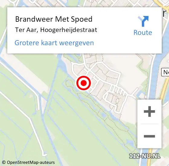 Locatie op kaart van de 112 melding: Brandweer Met Spoed Naar Ter Aar, Hoogerheijdestraat op 26 maart 2022 14:11