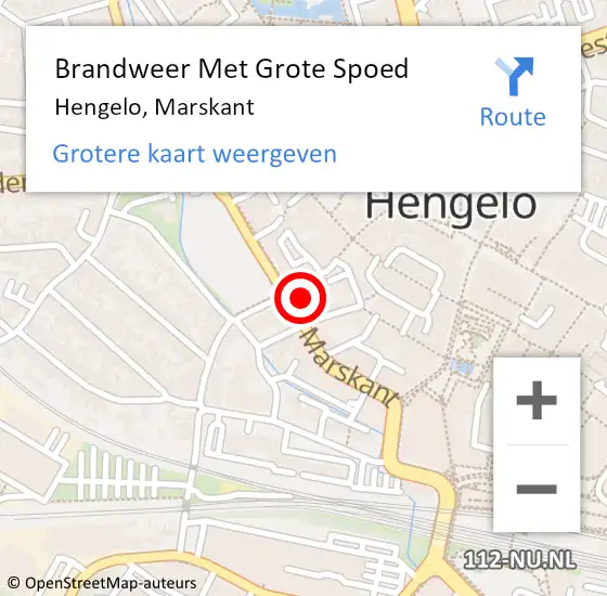 Locatie op kaart van de 112 melding: Brandweer Met Grote Spoed Naar Hengelo, Marskant op 26 maart 2022 14:12