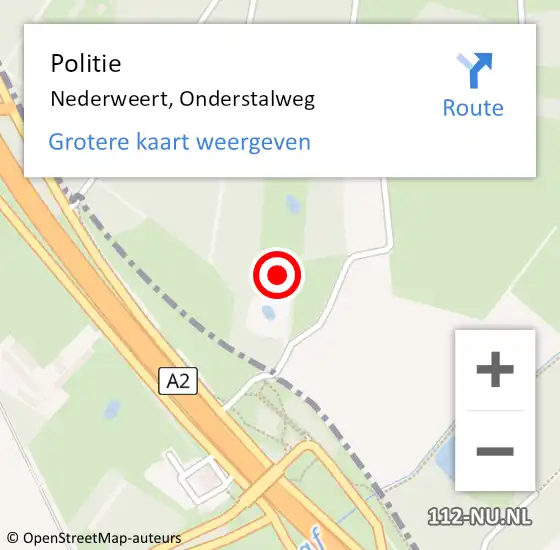 Locatie op kaart van de 112 melding: Politie Nederweert, Onderstalweg op 26 maart 2022 14:31