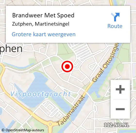 Locatie op kaart van de 112 melding: Brandweer Met Spoed Naar Zutphen, Martinetsingel op 26 maart 2022 14:38