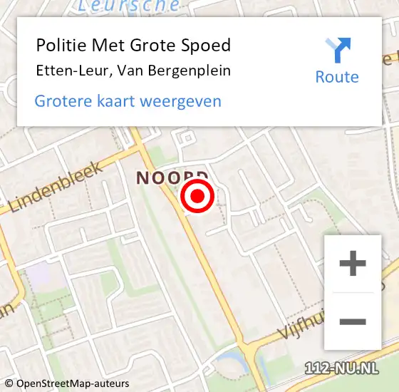 Locatie op kaart van de 112 melding: Politie Met Grote Spoed Naar Etten-Leur, Van Bergenplein op 26 maart 2022 14:47