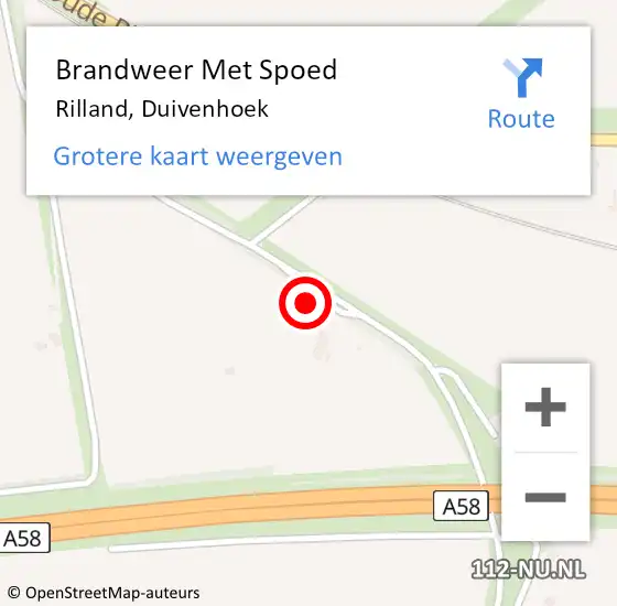 Locatie op kaart van de 112 melding: Brandweer Met Spoed Naar Rilland, Duivenhoek op 26 maart 2022 14:48