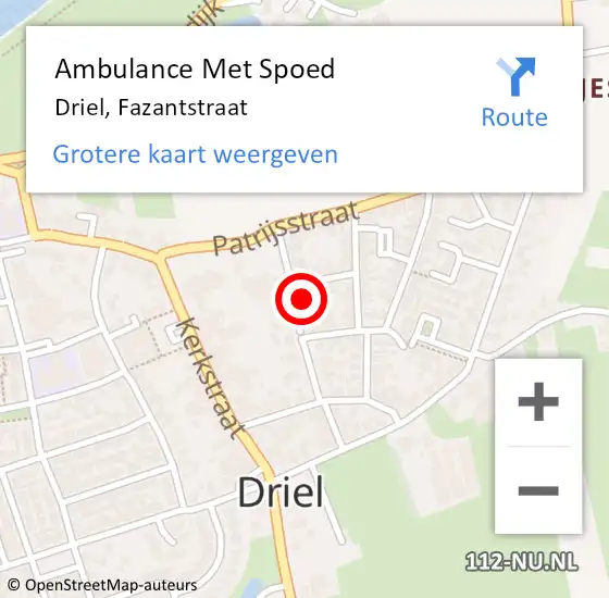 Locatie op kaart van de 112 melding: Ambulance Met Spoed Naar Driel, Fazantstraat op 26 maart 2022 14:55
