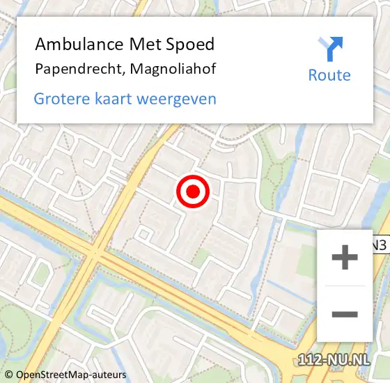 Locatie op kaart van de 112 melding: Ambulance Met Spoed Naar Papendrecht, Magnoliahof op 26 maart 2022 14:58