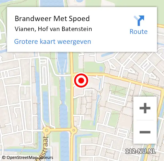 Locatie op kaart van de 112 melding: Brandweer Met Spoed Naar Vianen, Hof van Batenstein op 26 maart 2022 15:05