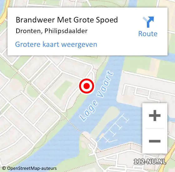 Locatie op kaart van de 112 melding: Brandweer Met Grote Spoed Naar Dronten, Philipsdaalder op 26 maart 2022 15:24