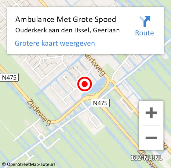 Locatie op kaart van de 112 melding: Ambulance Met Grote Spoed Naar Ouderkerk aan den IJssel, Geerlaan op 26 maart 2022 15:30