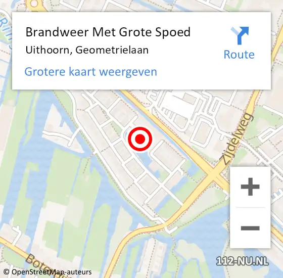 Locatie op kaart van de 112 melding: Brandweer Met Grote Spoed Naar Uithoorn, Geometrielaan op 26 maart 2022 15:35