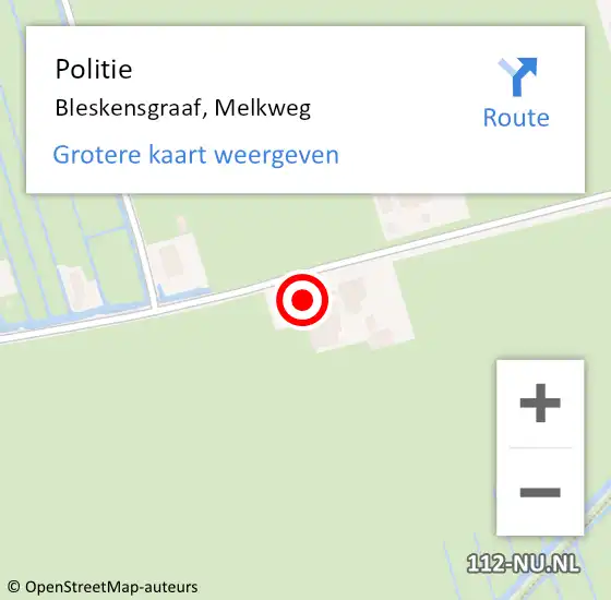 Locatie op kaart van de 112 melding: Politie Bleskensgraaf, Melkweg op 26 maart 2022 16:08