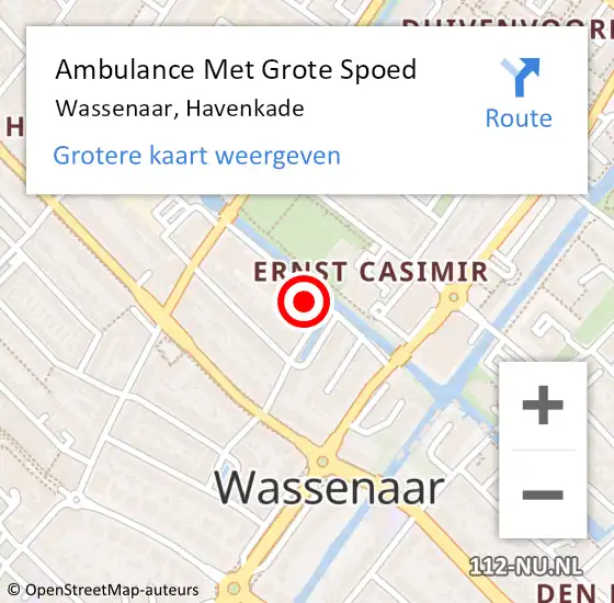 Locatie op kaart van de 112 melding: Ambulance Met Grote Spoed Naar Wassenaar, Havenkade op 26 maart 2022 16:09