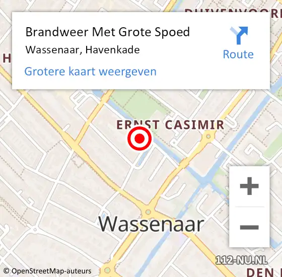 Locatie op kaart van de 112 melding: Brandweer Met Grote Spoed Naar Wassenaar, Havenkade op 26 maart 2022 16:09