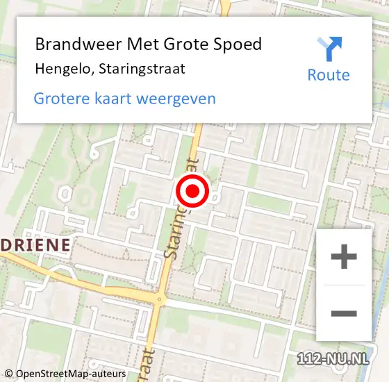 Locatie op kaart van de 112 melding: Brandweer Met Grote Spoed Naar Hengelo, Staringstraat op 26 maart 2022 16:10