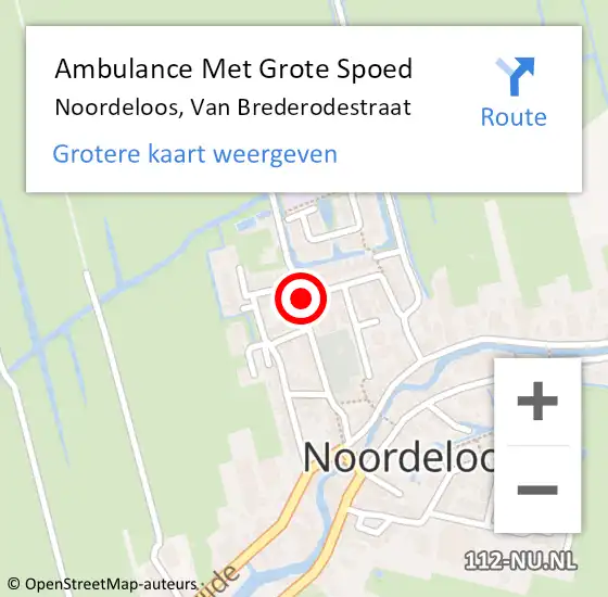 Locatie op kaart van de 112 melding: Ambulance Met Grote Spoed Naar Noordeloos, Van Brederodestraat op 26 maart 2022 16:18