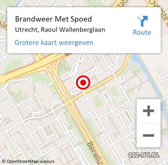 Locatie op kaart van de 112 melding: Brandweer Met Spoed Naar Utrecht, Raoul Wallenberglaan op 26 maart 2022 16:41