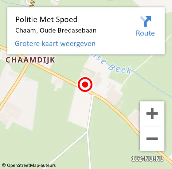 Locatie op kaart van de 112 melding: Politie Met Spoed Naar Chaam, Oude Bredasebaan op 26 maart 2022 16:48