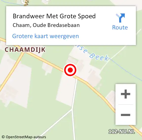 Locatie op kaart van de 112 melding: Brandweer Met Grote Spoed Naar Chaam, Oude Bredasebaan op 26 maart 2022 16:48