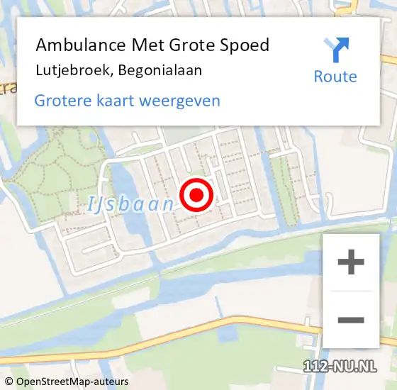 Locatie op kaart van de 112 melding: Ambulance Met Grote Spoed Naar Lutjebroek, Begonialaan op 26 maart 2022 16:52