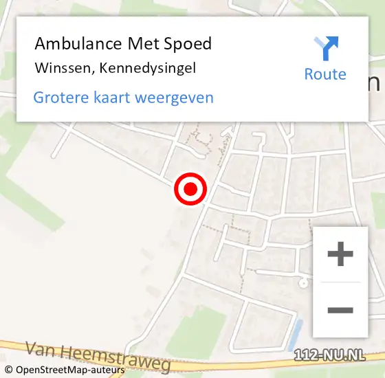 Locatie op kaart van de 112 melding: Ambulance Met Spoed Naar Winssen, Kennedysingel op 26 maart 2022 16:57