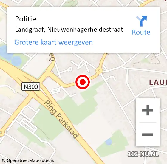 Locatie op kaart van de 112 melding: Politie Landgraaf, Nieuwenhagerheidestraat op 26 maart 2022 17:07