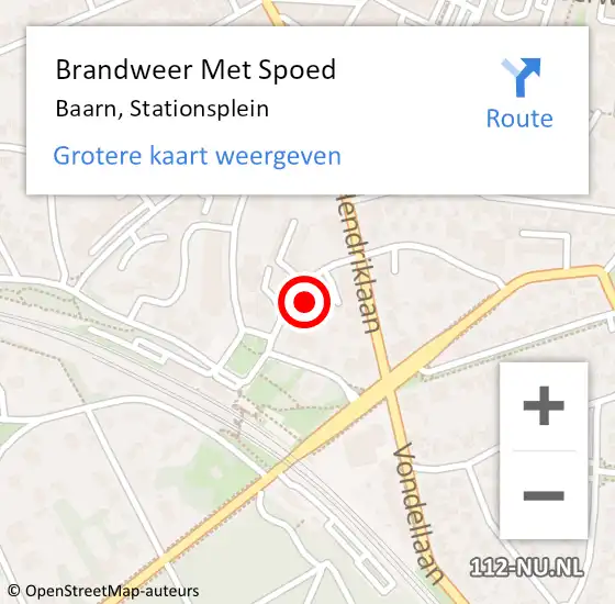Locatie op kaart van de 112 melding: Brandweer Met Spoed Naar Baarn, Stationsplein op 26 maart 2022 17:34