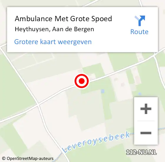 Locatie op kaart van de 112 melding: Ambulance Met Grote Spoed Naar Heythuysen, Aan de Bergen op 26 maart 2022 17:35