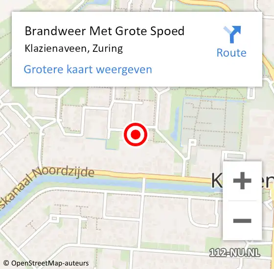 Locatie op kaart van de 112 melding: Brandweer Met Grote Spoed Naar Klazienaveen, Zuring op 26 maart 2022 17:37