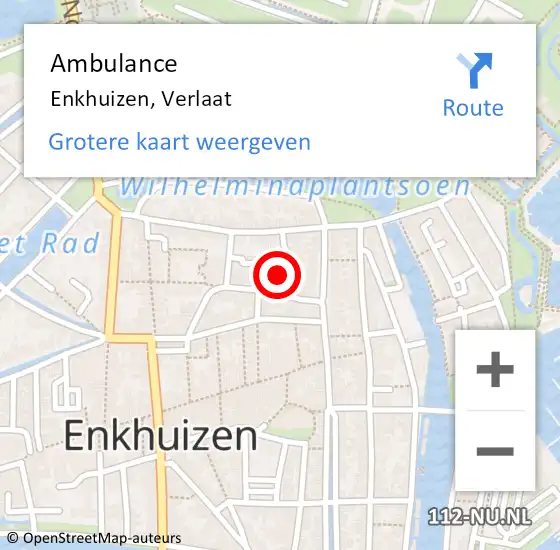 Locatie op kaart van de 112 melding: Ambulance Enkhuizen, Verlaat op 26 maart 2022 17:51