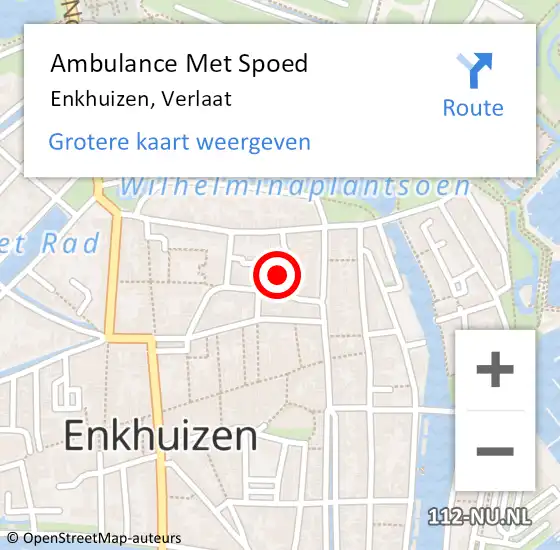 Locatie op kaart van de 112 melding: Ambulance Met Spoed Naar Enkhuizen, Verlaat op 26 maart 2022 17:52
