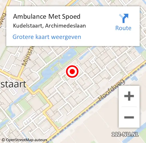 Locatie op kaart van de 112 melding: Ambulance Met Spoed Naar Kudelstaart, Archimedeslaan op 26 maart 2022 17:52